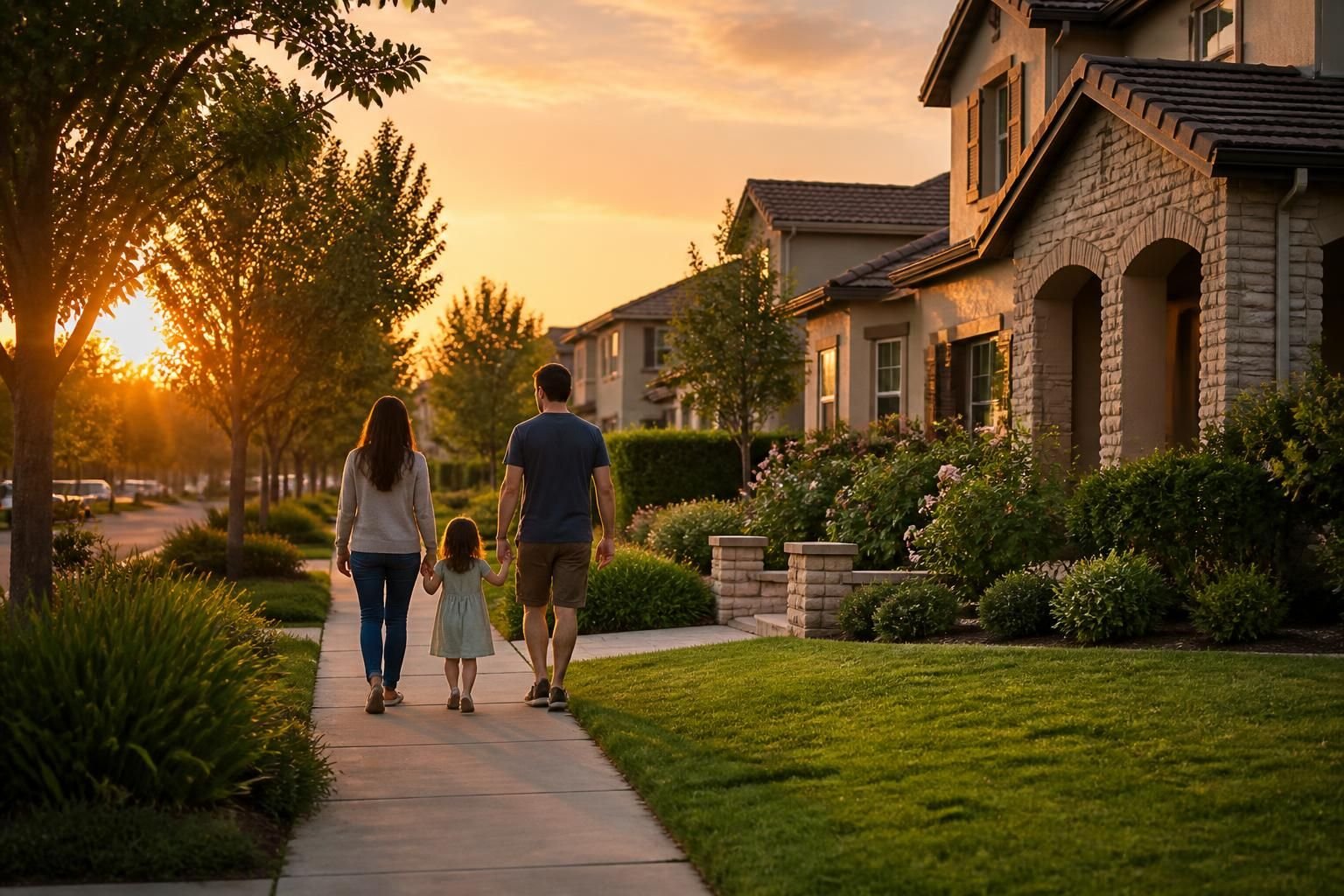 Augusta Ranch neighborhood with tidy homes and green lawns.