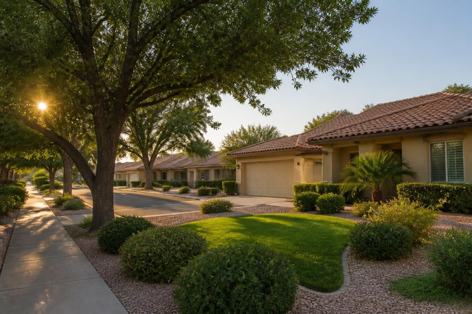 Dobson Ranch neighborhood with mature trees and well-kept homes.