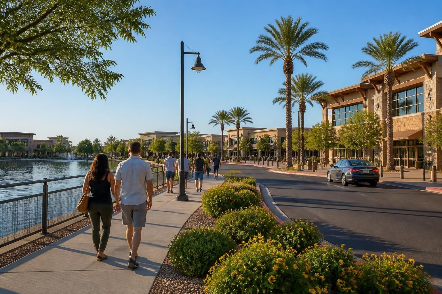 Superstition Springs area with clean streets and palm accents.