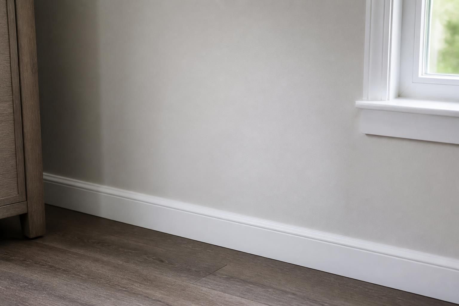 Restored drywall wall area after water damage repair.
